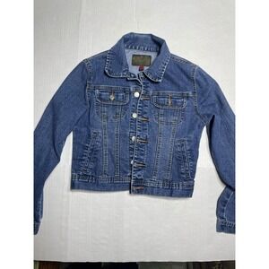 Lee Jeans Denim Jacket Blue Classic Trucker Style Button Front Women's M‎
